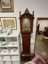 Borrett, Stowmarket 8-day longcase clock with broken arch face, subsidiary seconds and calendar