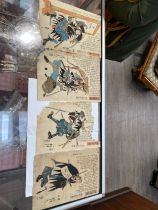KUNIYOSHI UTAGAWA (1979-1861) Six original signed Japanese antique wood block hand coloured prints