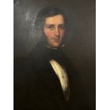A Victorian portrait of a smartly dressed gentleman in gilt frame, oil on canvas, 75cm x 60cm