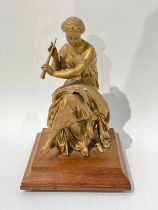 A Victorian gilt spelter figure of lady playing the lute, 16.5cm tall