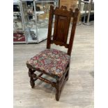 A set of 10 (8+2) 17th Century style oak high-back dining chairs, panelled back, upholstered