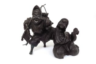 A 20th Century bronze figural group, 'Heading to Market'. 23cm x 31cm