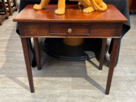 A 19th Century mahogany single drawer side table on tapering chamfered legs, 70cm x 74cm x 38.5cm