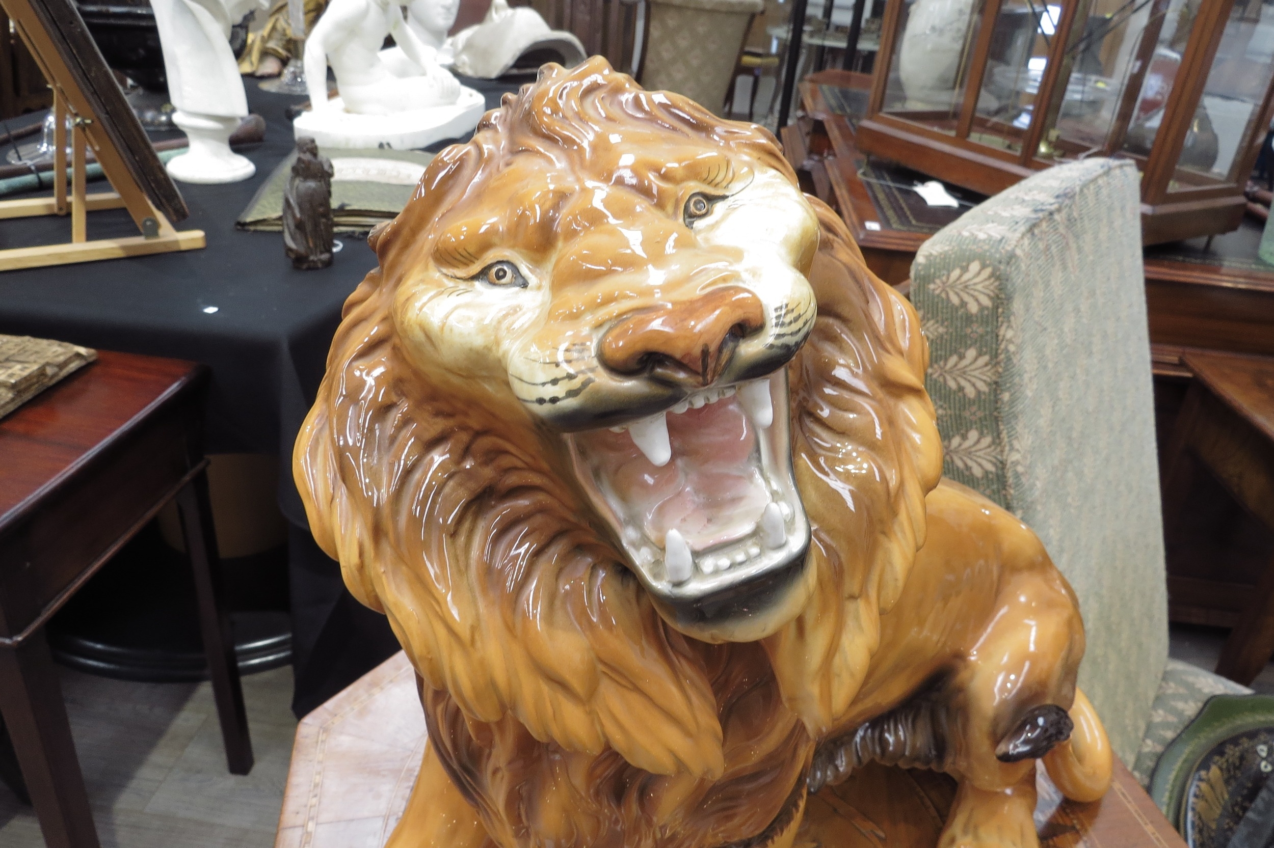 A Favaro Cecchello, Italy, figure of a lion roaring, 44cm tall, 57cm long - Image 4 of 7