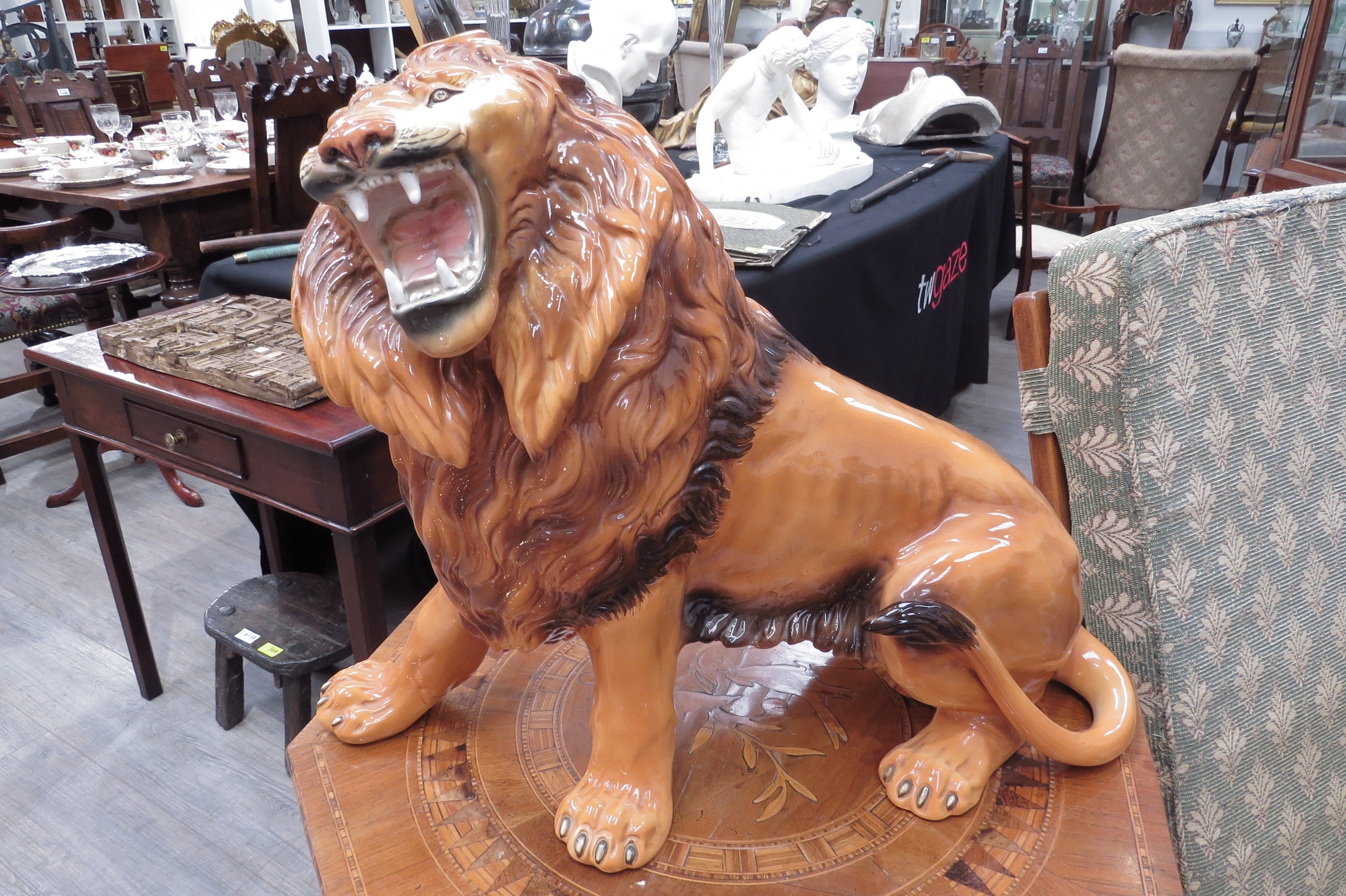 A Favaro Cecchello, Italy, figure of a lion roaring, 44cm tall, 57cm long - Image 2 of 7
