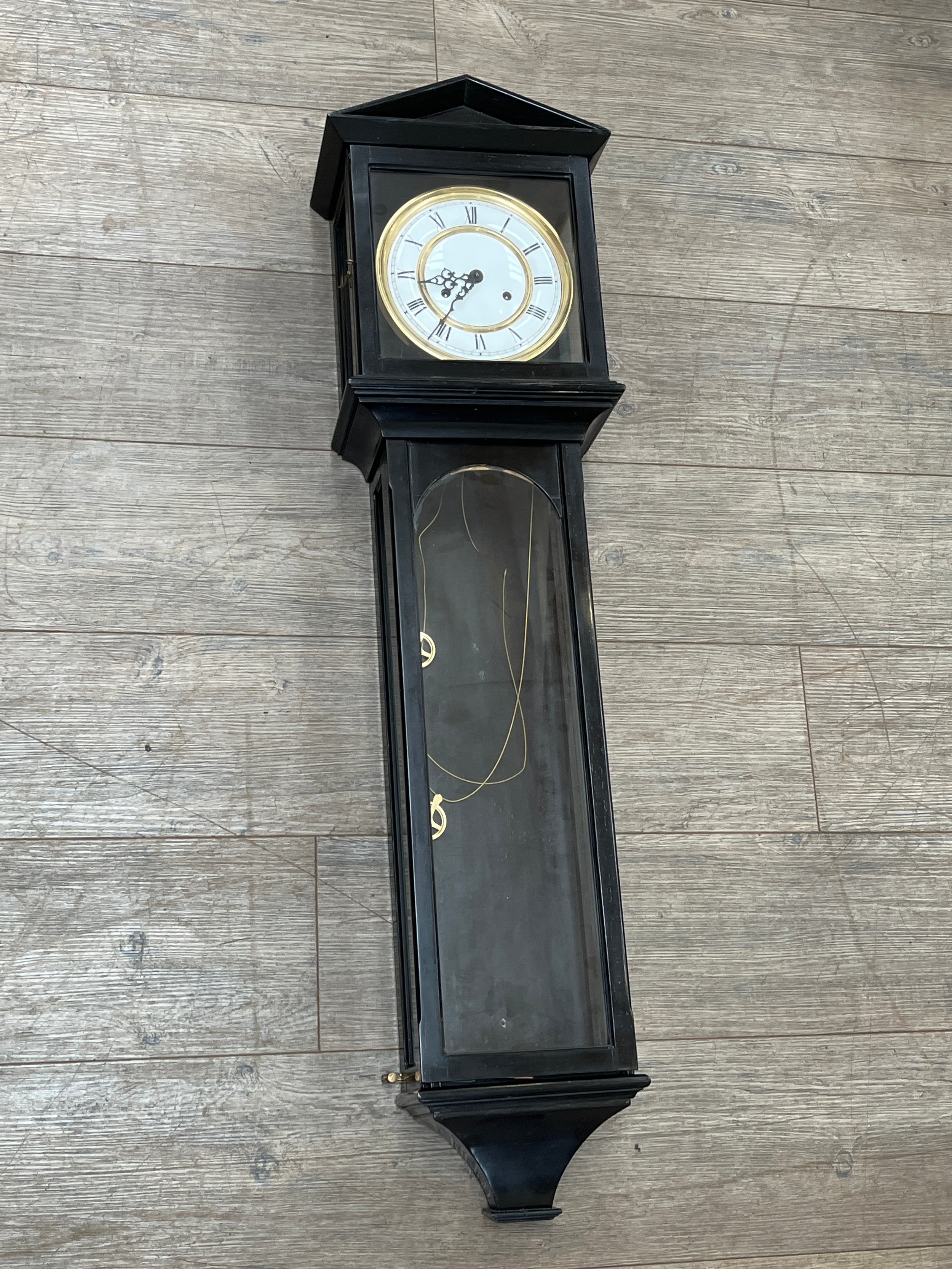 A late 19th Century Vienna Regulator wall hanging drop dial clock with two train movement striking - Image 2 of 6