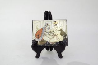 An Indian portrait miniature depicting a a seated couple taking tea, 8cm x 10.4cm Ivory submission