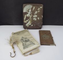A Concordia Ball cream silk purse with dance card and music programme dated 11 Feb 1901 and a