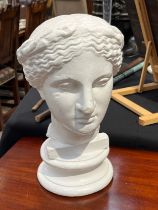 Signed D Brucciani & Co, plaster bust of Venus, overpainted marked to back, 38cm tall