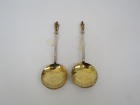 Two Martin Hall & Co Victorian silver Apostle spoons with silver gilt bowls, Sheffield 1881, 162g