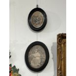 Four 19th Century portrait etchings in oval ebonised frames. Largest 18.5cm tall