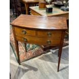 A late George III mahogany bow-fronted mahogany side table, two drawers over single long drawer,