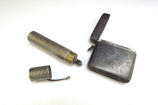 A silver cased lighter and vesta case (2)