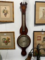 A 19th Century J.M. Ronketti of Bloomsbury wall barometer, two dials, satinwood shell marquetry