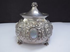 An Omar Ramsden and Alwyn Carr Arts and Crafts silver onion form inkwell with allover repousse