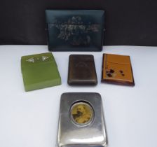 Five various cigarette/card cases including 1930's example, chinoiserie etc