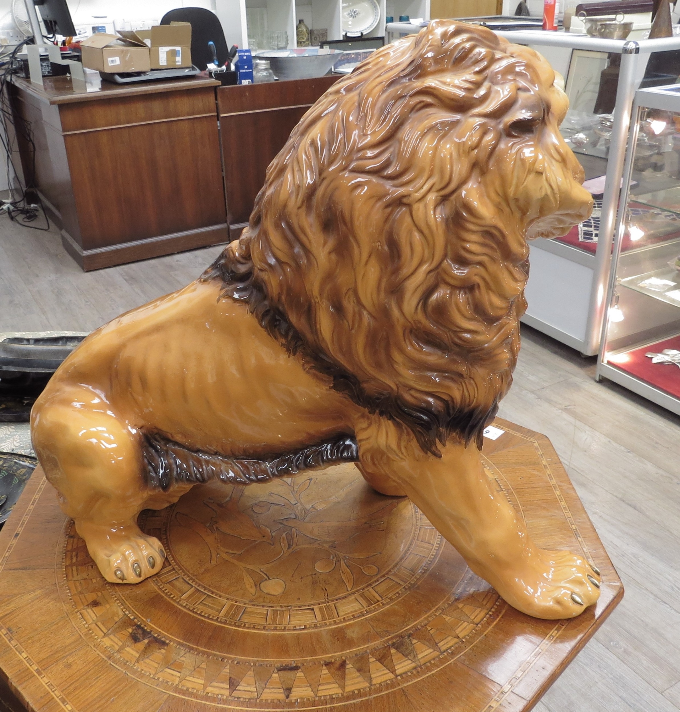 A Favaro Cecchello, Italy, figure of a lion roaring, 44cm tall, 57cm long - Image 6 of 7