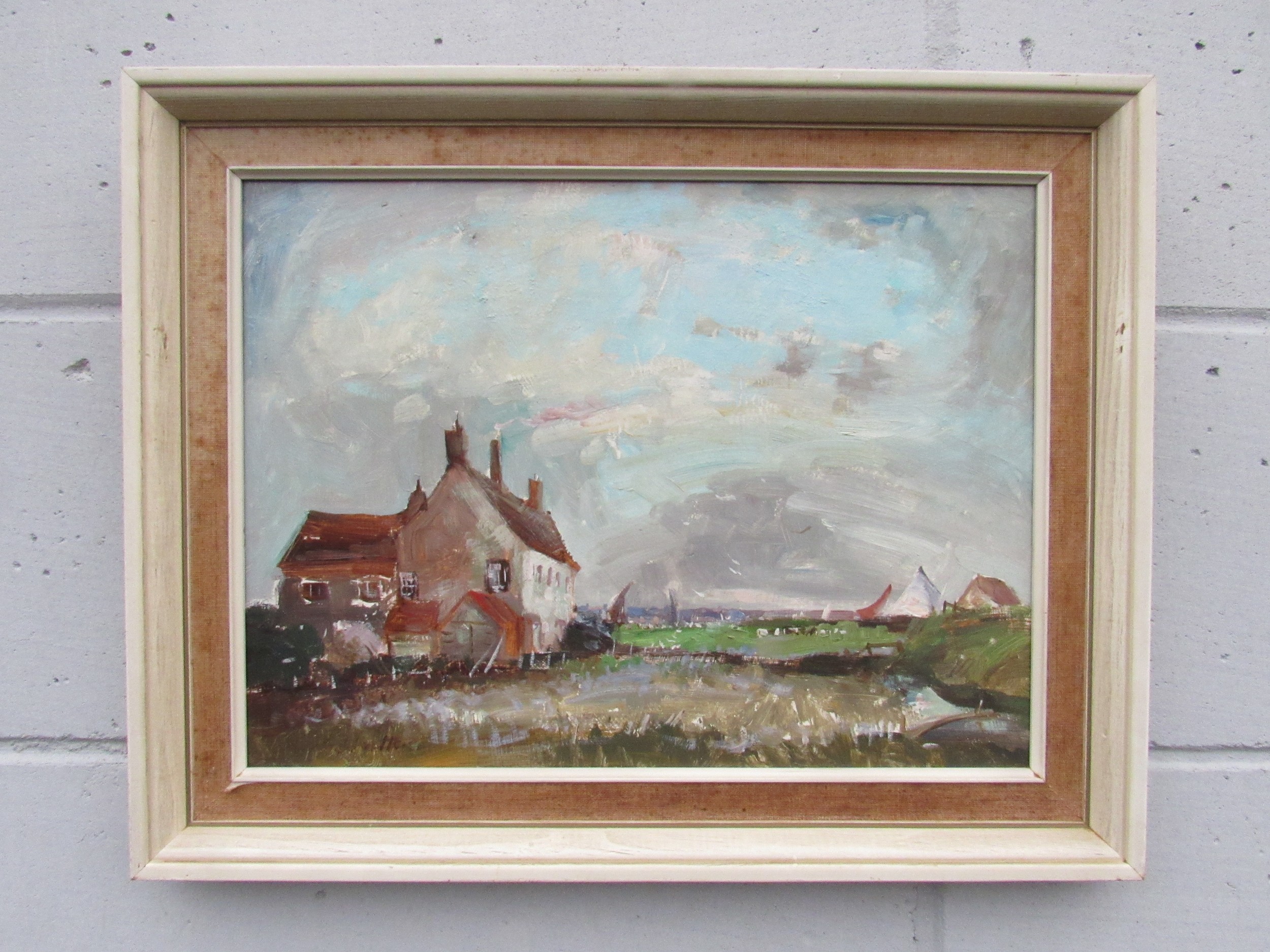 GEOFFREY CHATTEN (b.1938) A framed oil on board, 'House Near Berney Arms'. Signed bottom left. Image