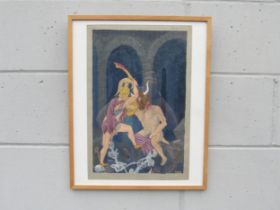 RONALD WILLIAM (JOSH) KIRBY (1928-2001) (ARR) A Framed watercolour ‘Theseus and the Minotaur’.