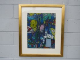 FRANCESCA BARNHAM (Checka) (XX) A framed and glazed mixed media on paper, still life, jugs of