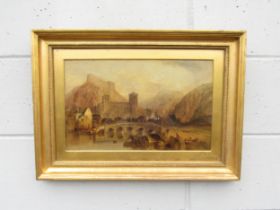 A gilt framed and glazed 19th Century oil on canvas, 'Buttress of the Eiger'. Unsigned. Label