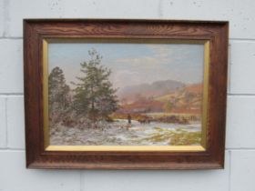 MARTIN SNAPE (1852-1930) An oak framed and glazed oil on canvas of a winter scene - 'Winter