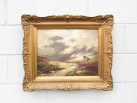 GEORGE MELVIN RENNIE (1874-1953) A gilt framed Scottish highland scene, sheep on mountain path.