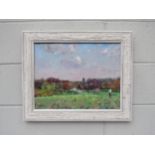 GEOFFREY WILSON (1920-2010) A framed oil on canvas, Springtime in Thelton. Signed bottom left. Image