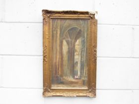 ARTHUR EDWARD HENDERSON FSA (1870-1956) A framed original oil on board, 'The Dark Pillar, Toledo',