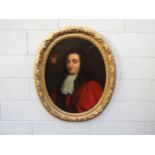 French school late 17th/early 18th Century oil on canvas, portrait of a gentleman. Heraldic coat