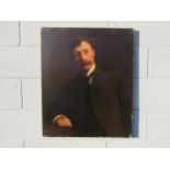 A late 19th Century unframed oil on canvas portrait of a gentleman with a full moustache. Later