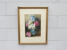 CHARLES HENRY SLATER (c1820 - 1890) A framed and glazed watercolour still life of flowers in a