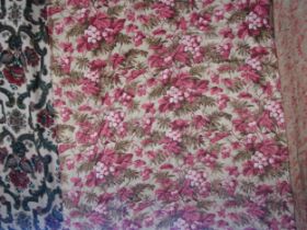 A pair of curtains - A Colefax & Fowler Design- 1983, trailing hops and fern pattern in pink and