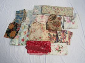 Nineteen approx cotton and linen florals together with crewel prints 1920's to 1950's