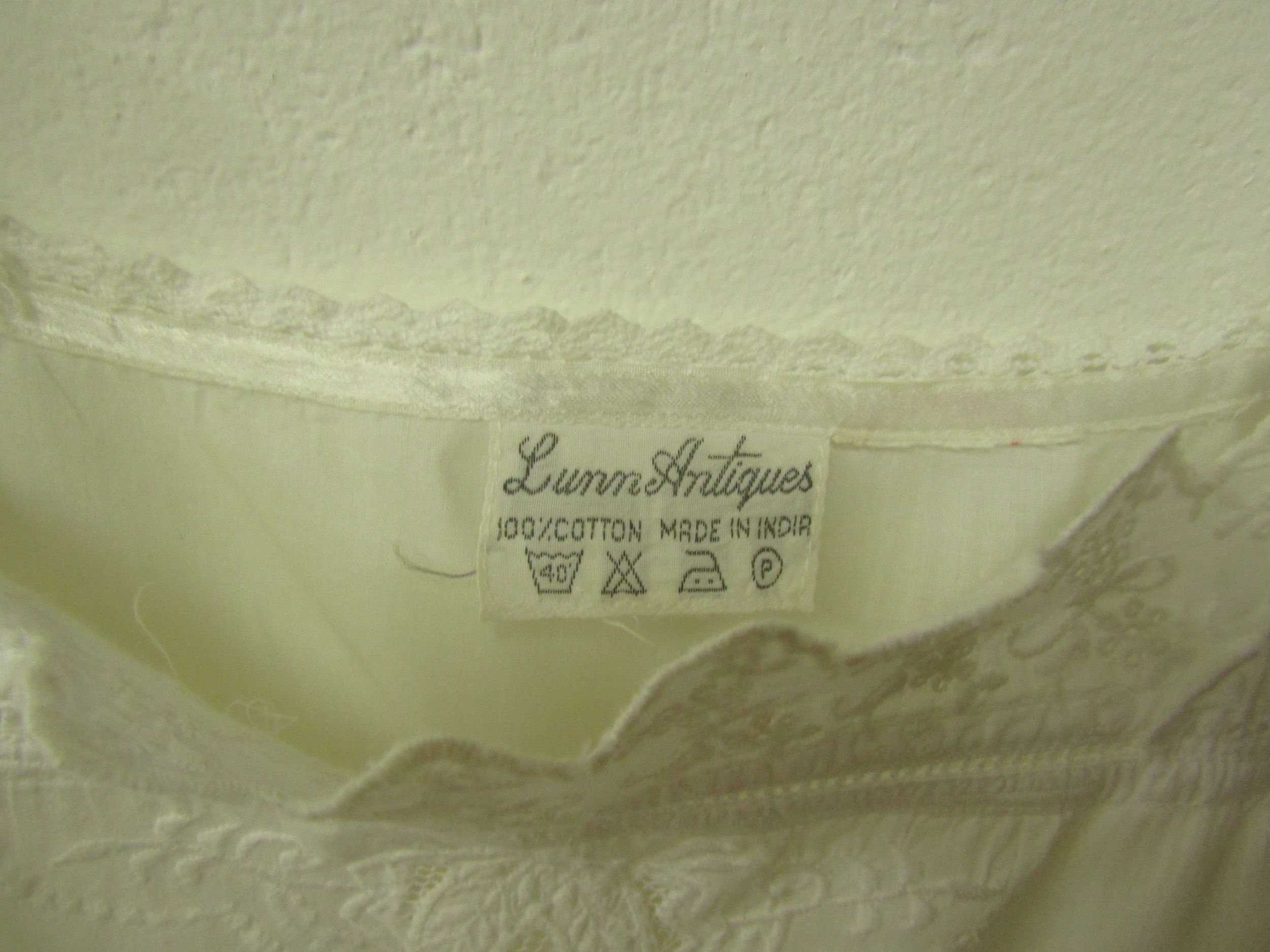 Three Victorian/Edwardian white cotton nightdresses and a full length cotton waist slip (4) - Image 2 of 4