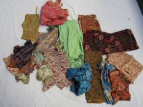 A selection of printed paisley fabrics, large and small scale, 19th to Mid 20th Century