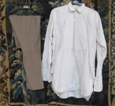 A pair of riding breeches and a Leonard Lyle white cotton marcella front dress shirt