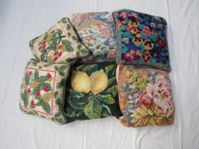 Six modern tapestry cushions, some reputedly Kaffe Fassett