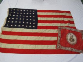 A General E Grant cotton bandana small area a/f together with a vintage linen Stars & Stripes