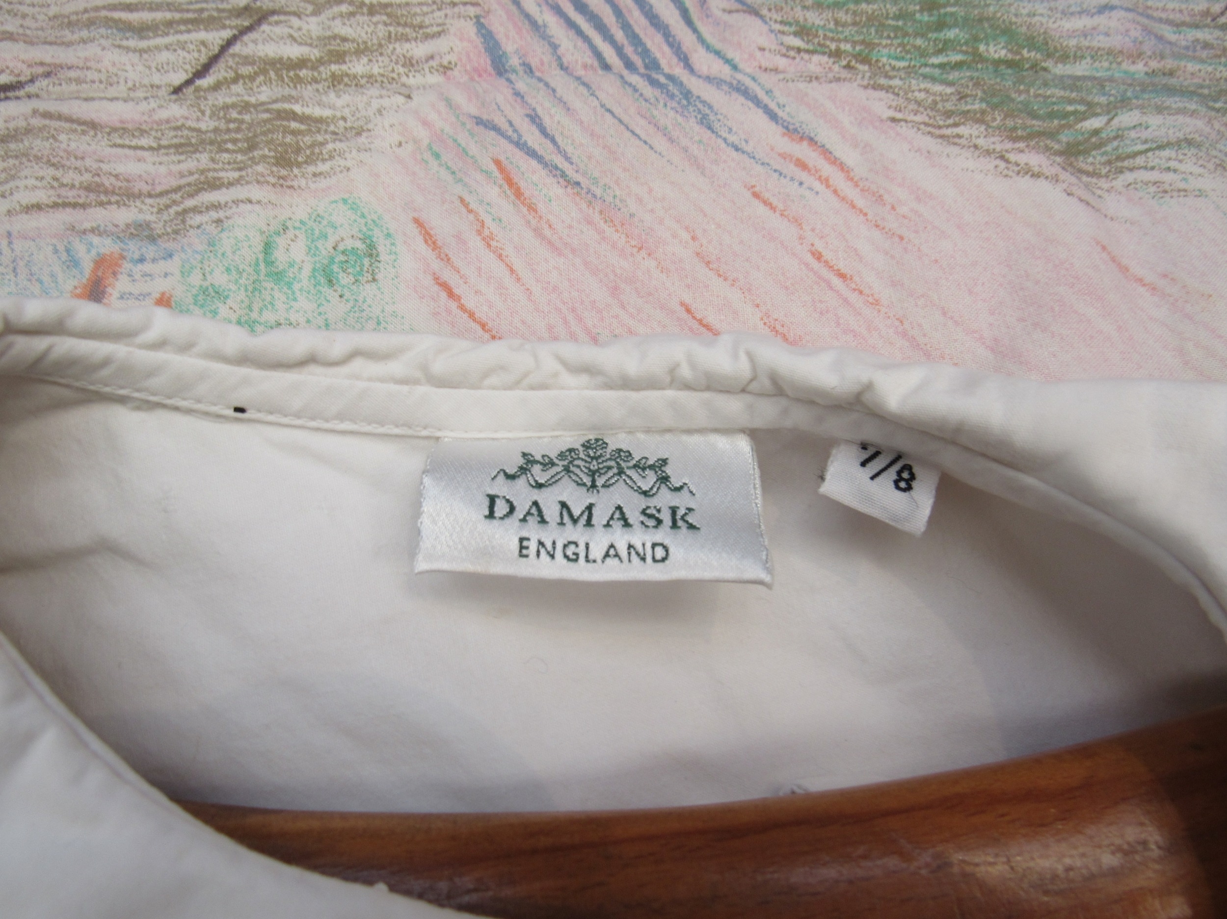 A "Damask England" crisp white cotton child's nightdress, the yoke embroidered with pale blue - Image 2 of 3