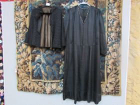 A black 30's dress and Victorian cape