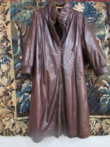 A superb chocolate brown soft leather ladies coat with a fine beaver lamb lining which is removable.