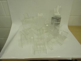 Two boxes containing Perspex and fabric covered jewellery display stands