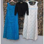 Two 1960's evening dresses and a black wool jumper