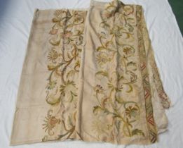 Various country house tapestry remnants and two fine linen textiles with an embroidered wool