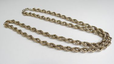 A gold rope twist necklace stamped 9k, 58cm long, 12.9g