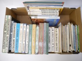 A box containing containing bound volumes of various publications contributed to by John