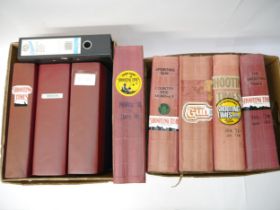 Eight thick folio clothbound scrap albums and a ring bound folder compiled by, and containing