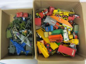 A collection of assorted loose and playworn Dinky, Corgi, Matchbox and other diecast vehicles