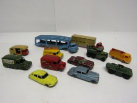 A group of twelve playworn Lesney Matchbox Series diecast vehicles